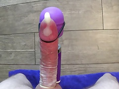 Huge cock & cum explosion by vibrator