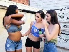 Two Girls Get Payed For Flashing Their Boobs Outdoors